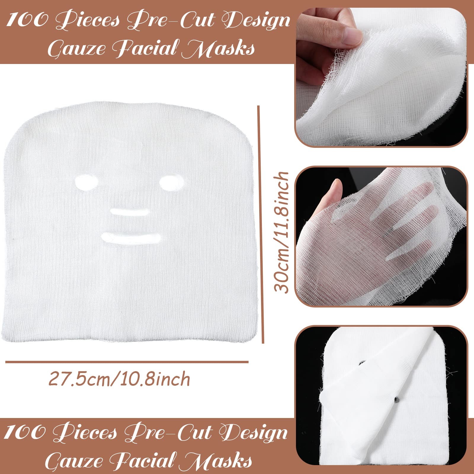 Leelosp 100 Pieces Gauze Mask Large Precut Face 1 Count (Pack of 100)