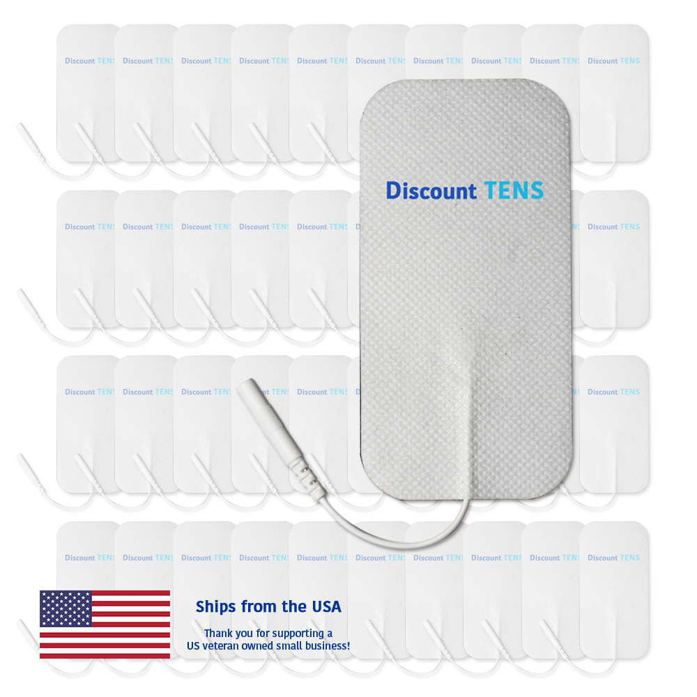 DISCOUNT TENS 2″x4″ Premium Wired Electrode Pads, 20 PAIR (40 PADS)