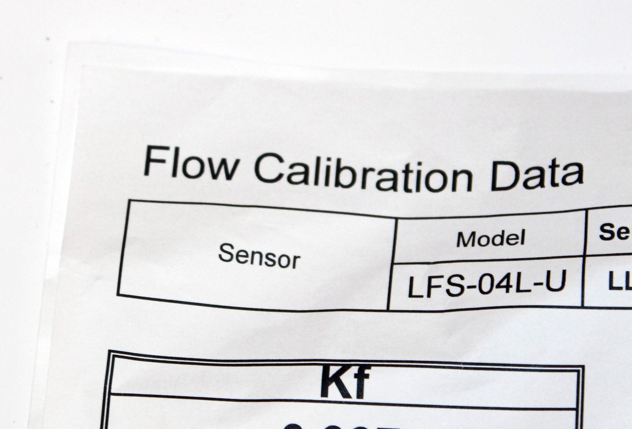 Lam Research LFS-04L-U ultrasonic inline flow Sensor, FL MTR, LFS-04L-U, 0-4 LPM