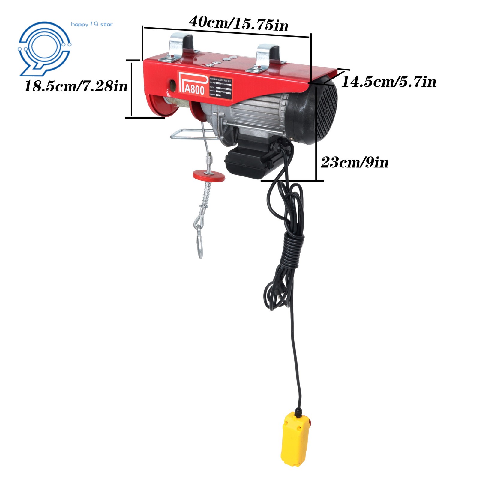 1760LB Electric Winch with 14ft Wired Remote Control for Factories,Warehouses