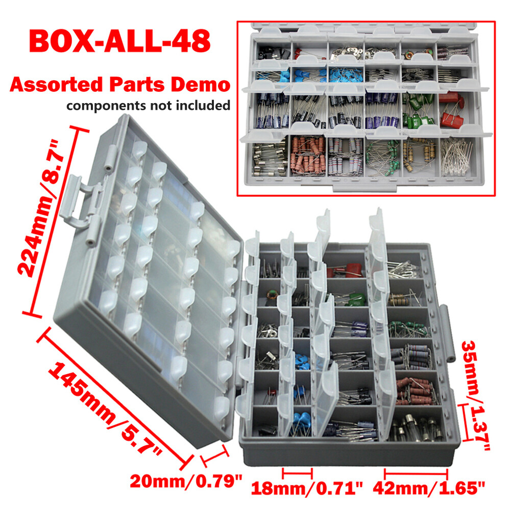 Aidetek 2pcs BOX-ALL-48 Compartments Empty Tiny Small Parts Storage Case USA