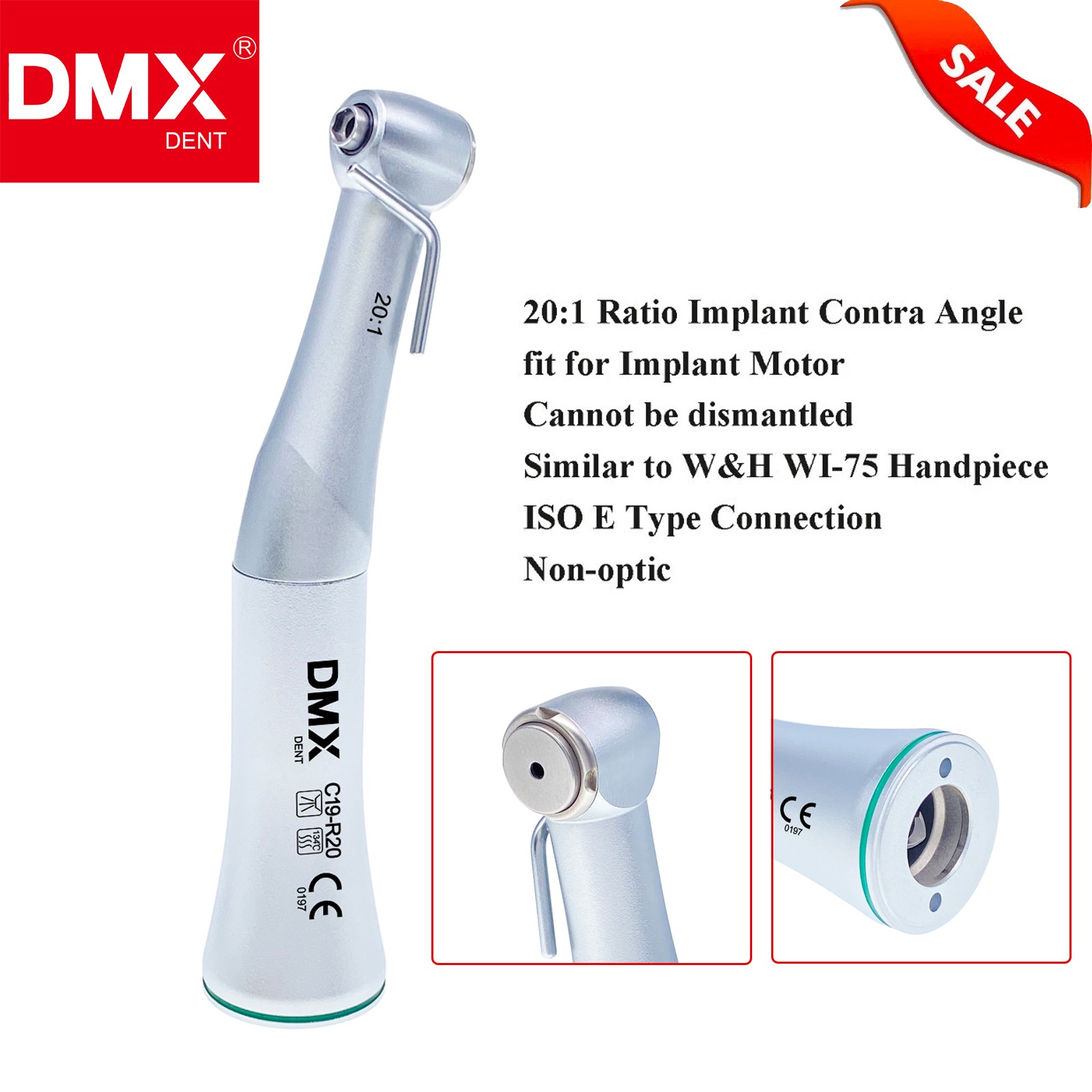 DMXDENT Dental Implant Handpiece 20:1 Contra Angle Surgical Adec WI-75 E/KM