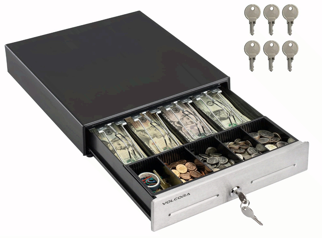 13″ POS Cash Drawer 4 Bill 5 Coin Tray with Key Lock RJ11/RJ12