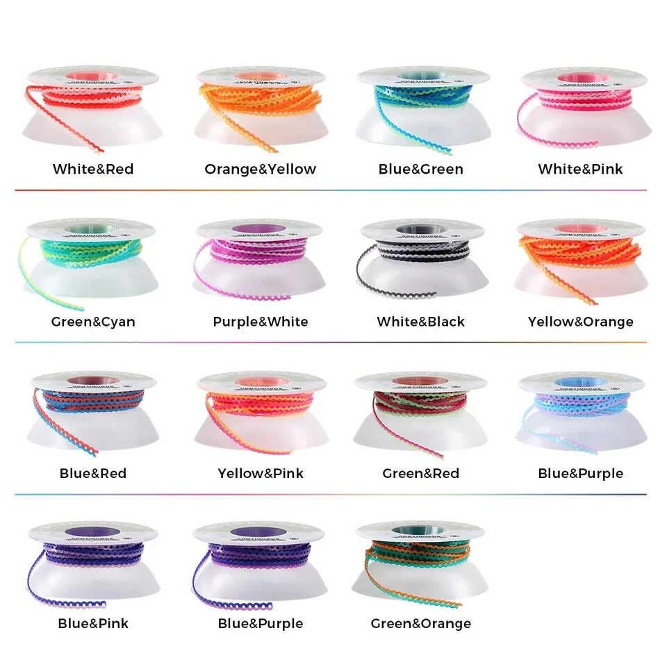Dental Orthodontic Elastic Rubber Power Chain Braces Bands color combination