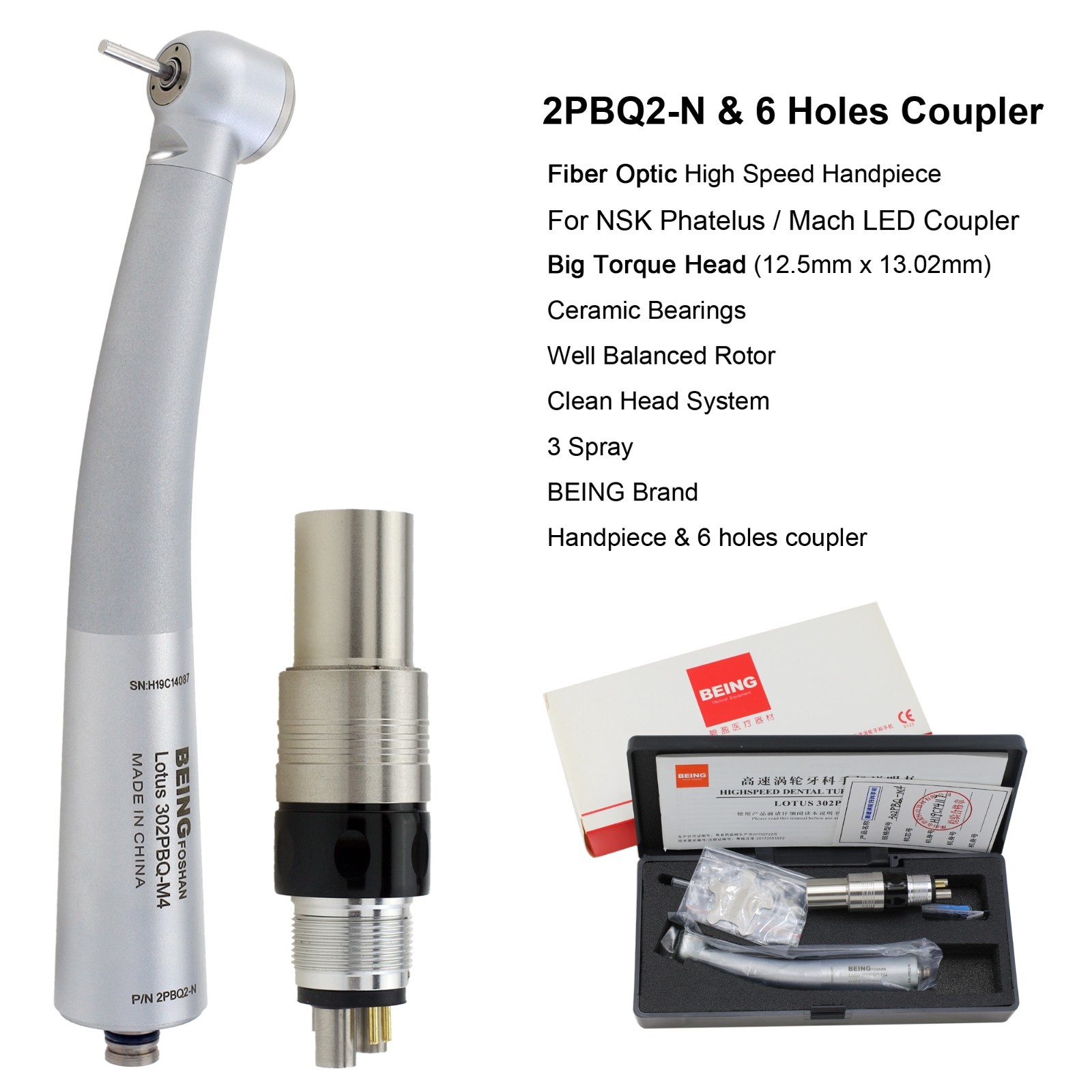 BEING Dental Handpiece High Speed Fiber Optic For KaVo MULTIflex NSK Coupler
