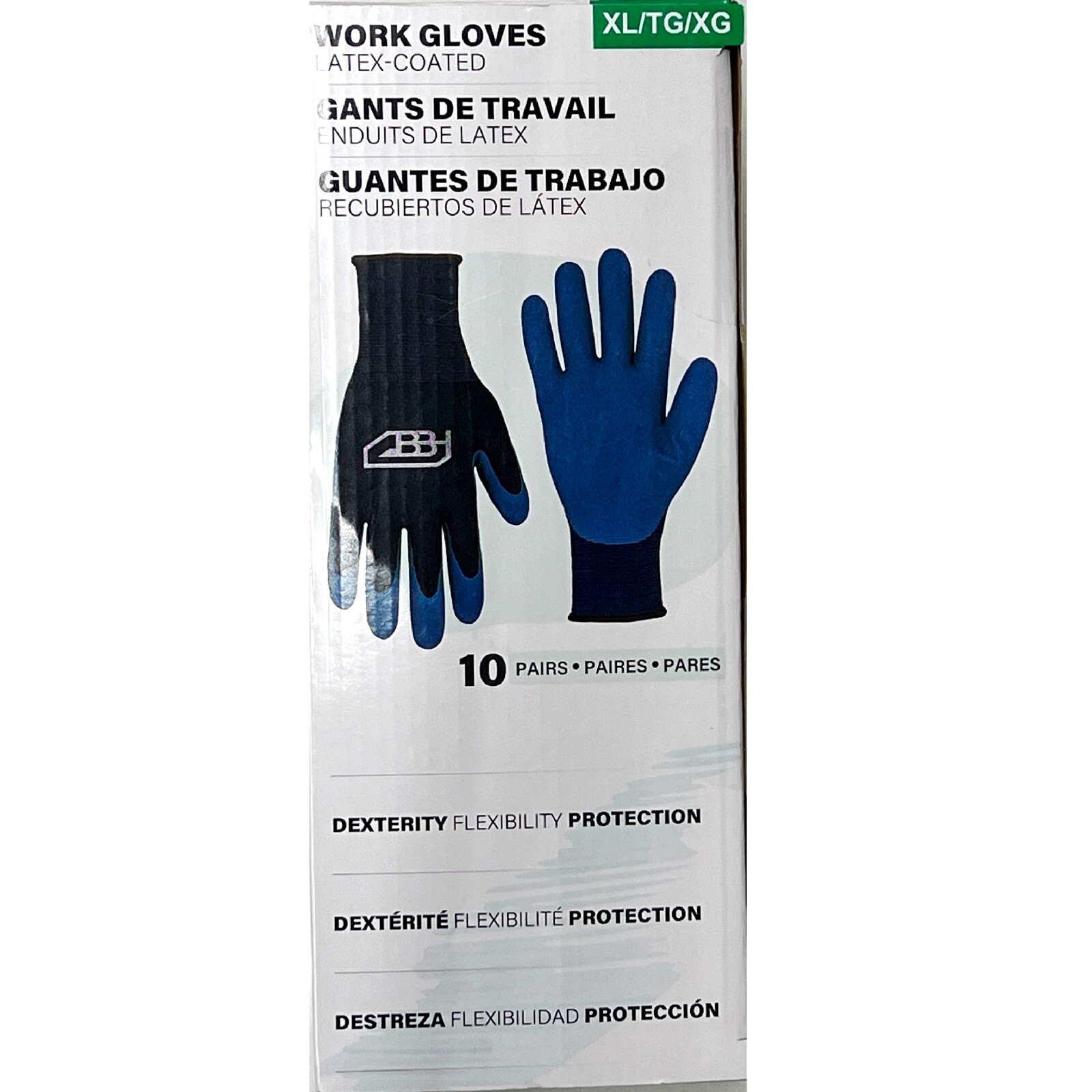 1718583, BBH Spring Work Gloves Latex Coated Multicolor 10 Pairs, 770402046400