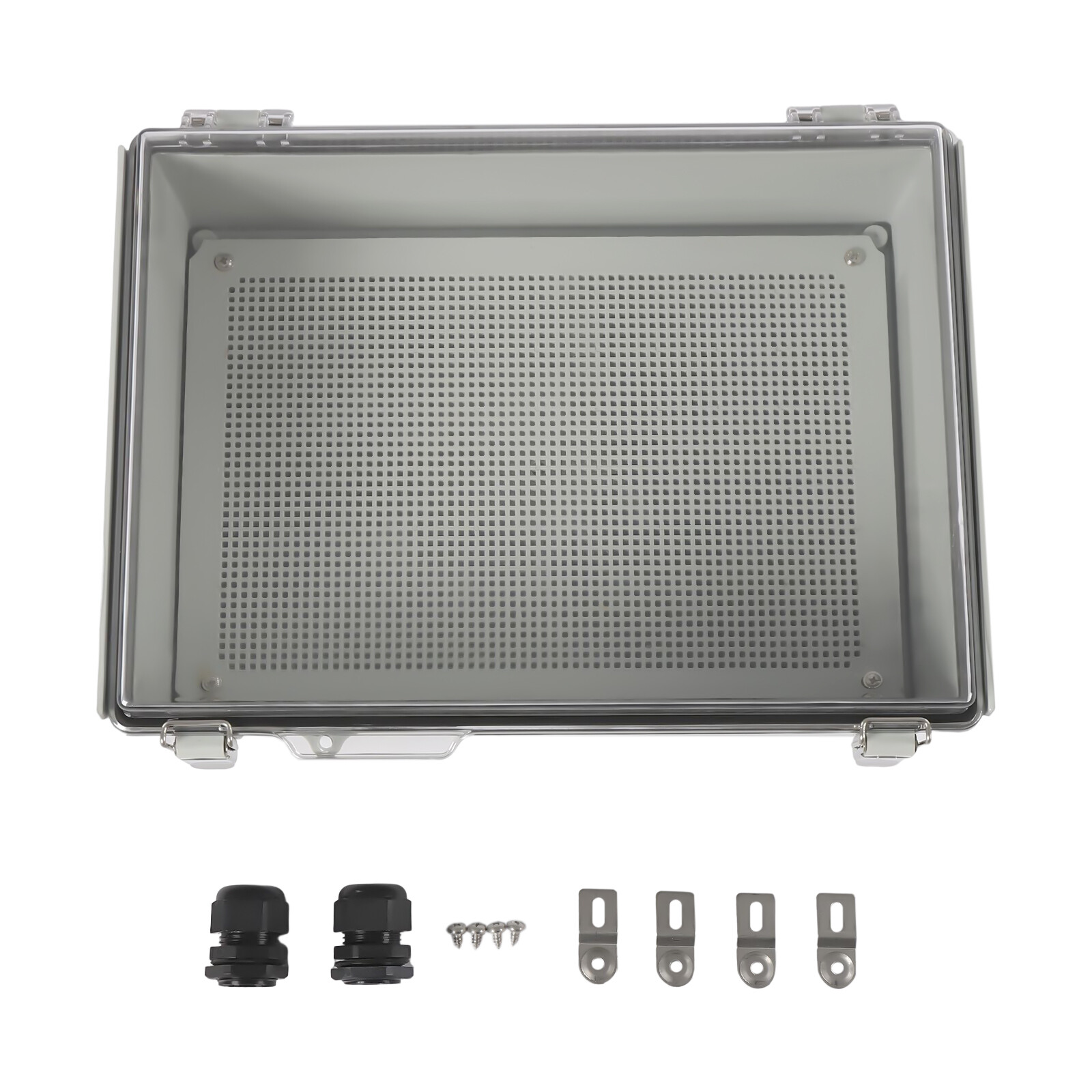 Wall Mount Hinged Cover Junction Box with Stainless Steel Latch and Clear Lid