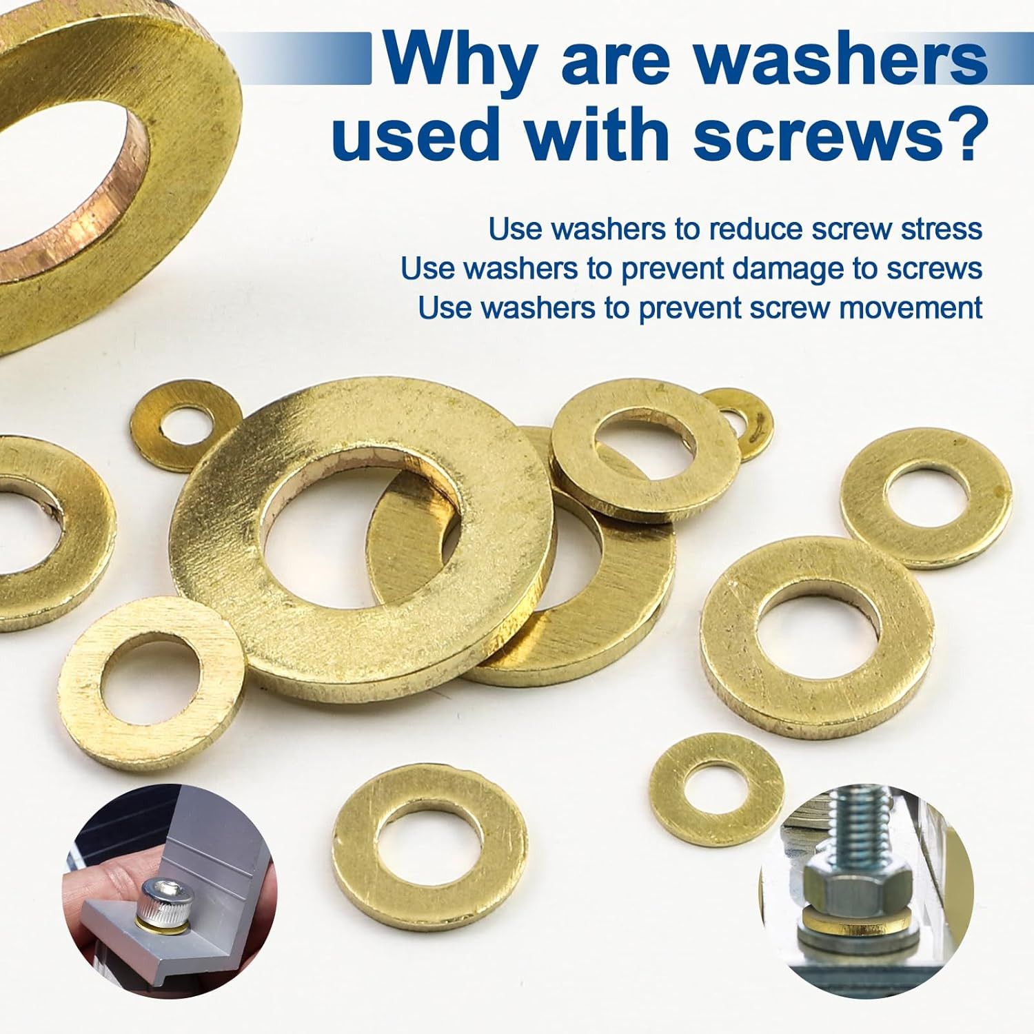 315 Pieces Brass Washer Assortment Kit Metric Flat Washers 9 Sizes Assorted Set