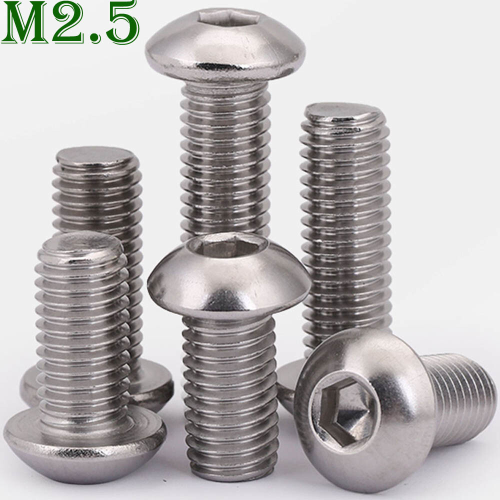 M2.5 -0.45 A2 304 Stainless Steel Button Head Allen Hex Socket Head Screws Bolts