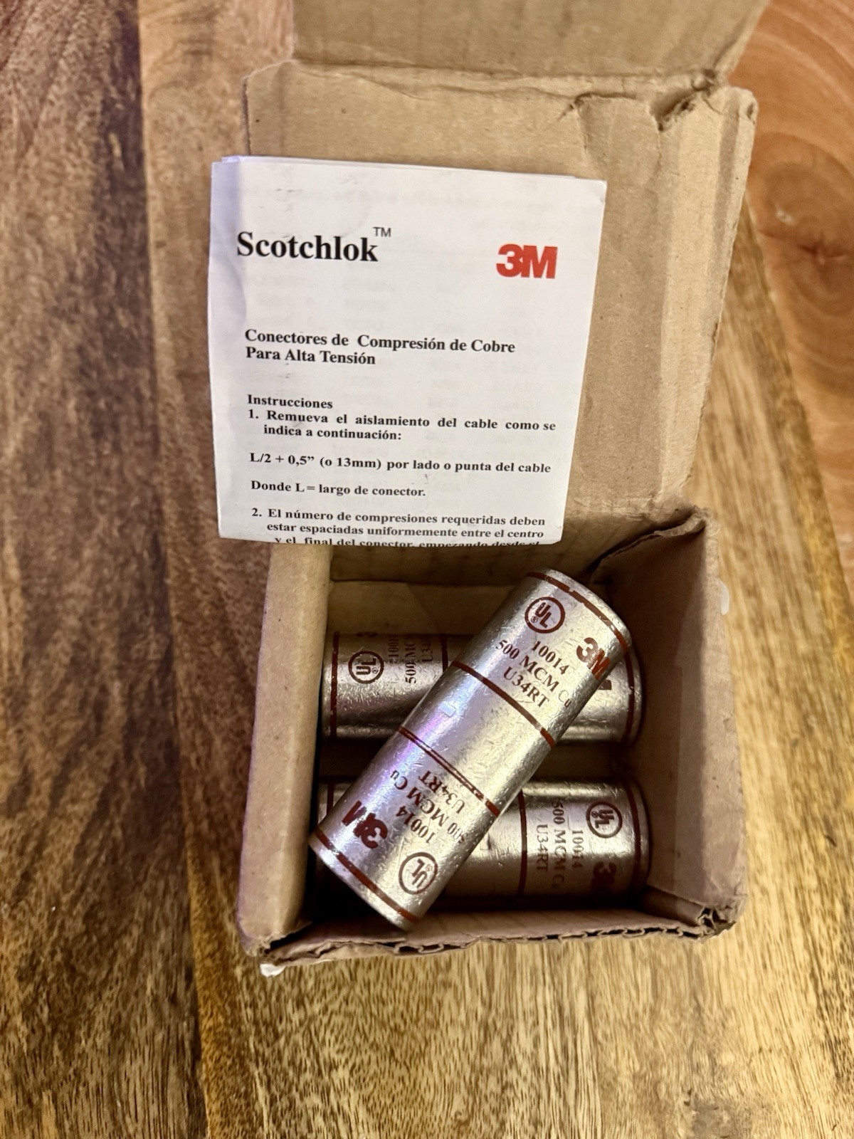 3M Scotchlok Copper Compression Terminal Connector 10014, Brown, 500 MCM, 3 Pack
