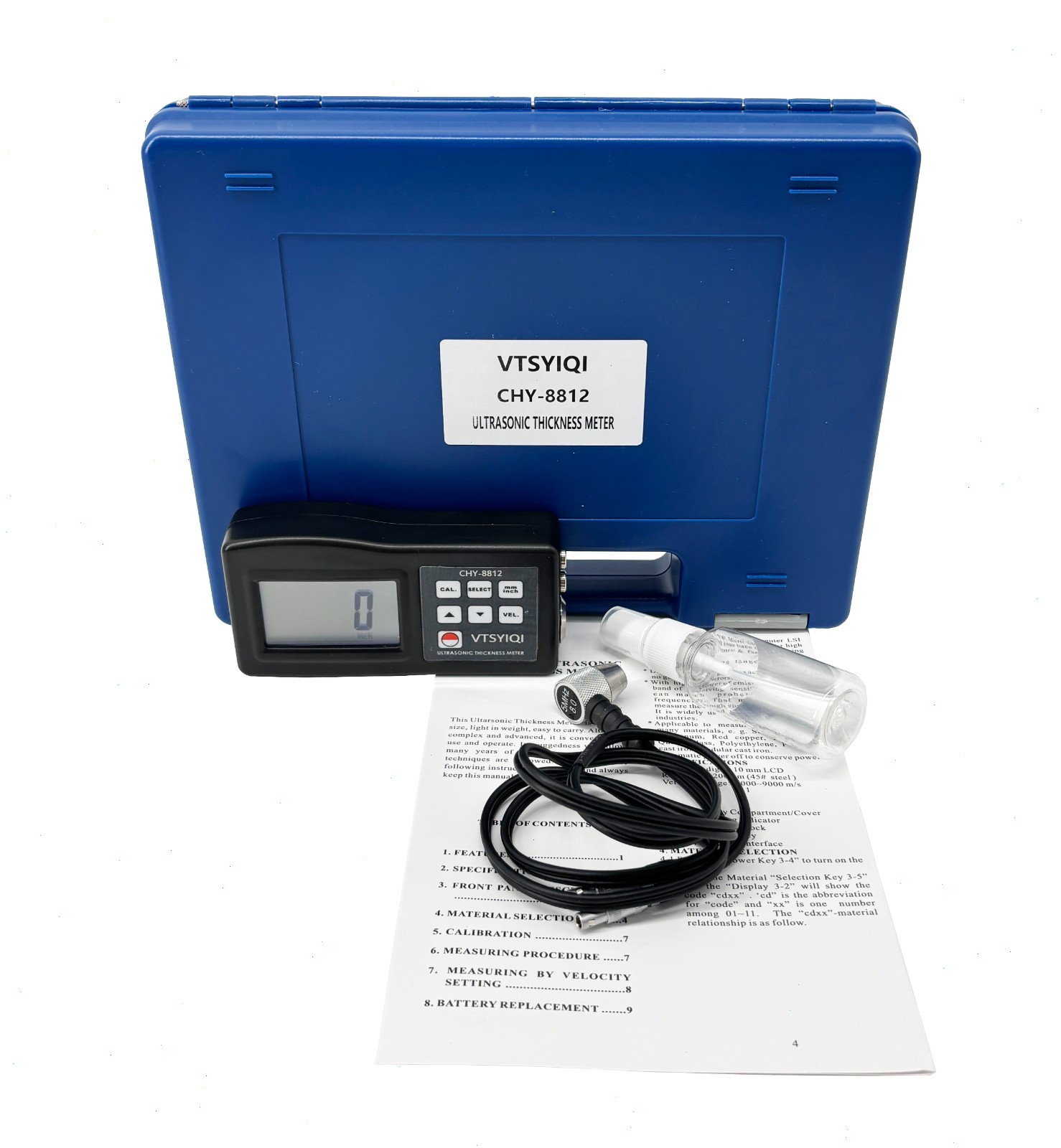 Portable Ultrasonic Thickness Tester with Range 0.05~8inch Resolution 0.1mm New