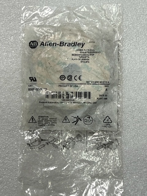 Lot of 10 pcs – 800F-16YE112 Emergency Stop Legend Plate 90mm New in Sealed Bag