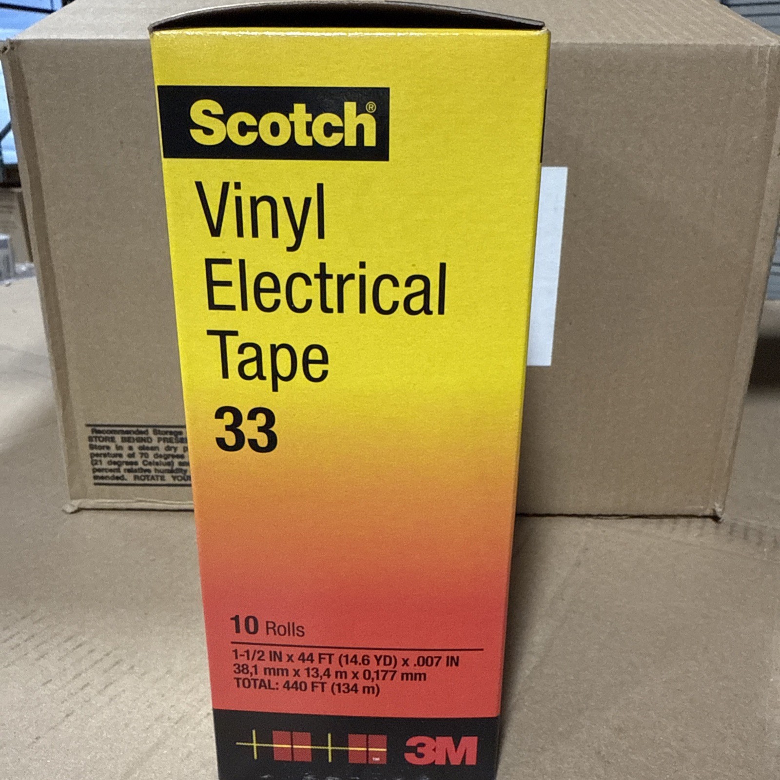 Scotch Super 33+1.5in x 44ft,Vinyl Electrical Tape, Black,101741-BOX OF 10 ROLLS