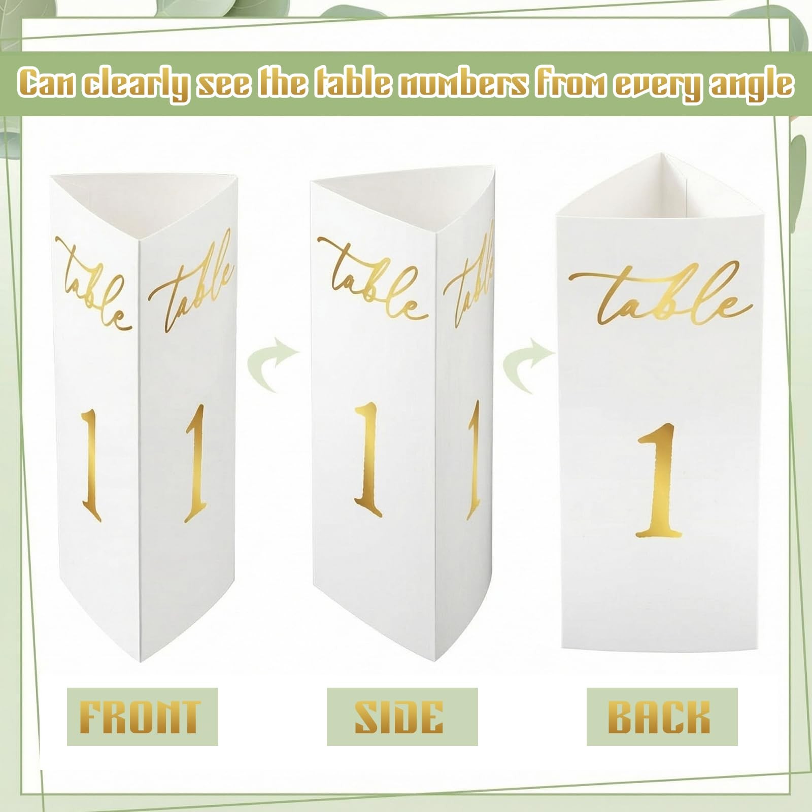 Trifold Wedding Table Numbers 1-20 Table Number Cards Black and White Freesta…
