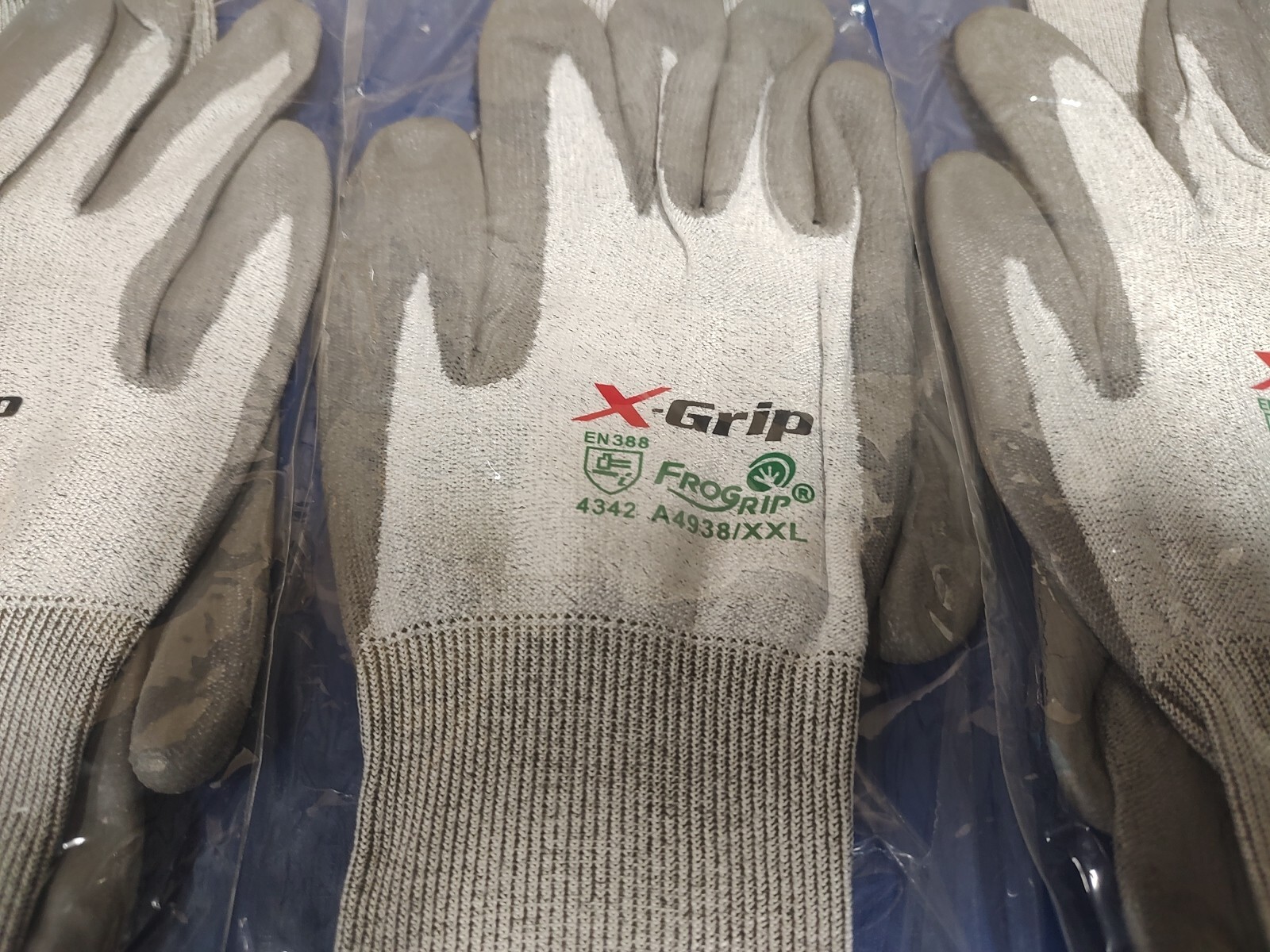 3 Pair, GLOVES, X-GRIP, FROGRIP, A4938, 2XL, A2 CUT RESISTANT, POLY COATED