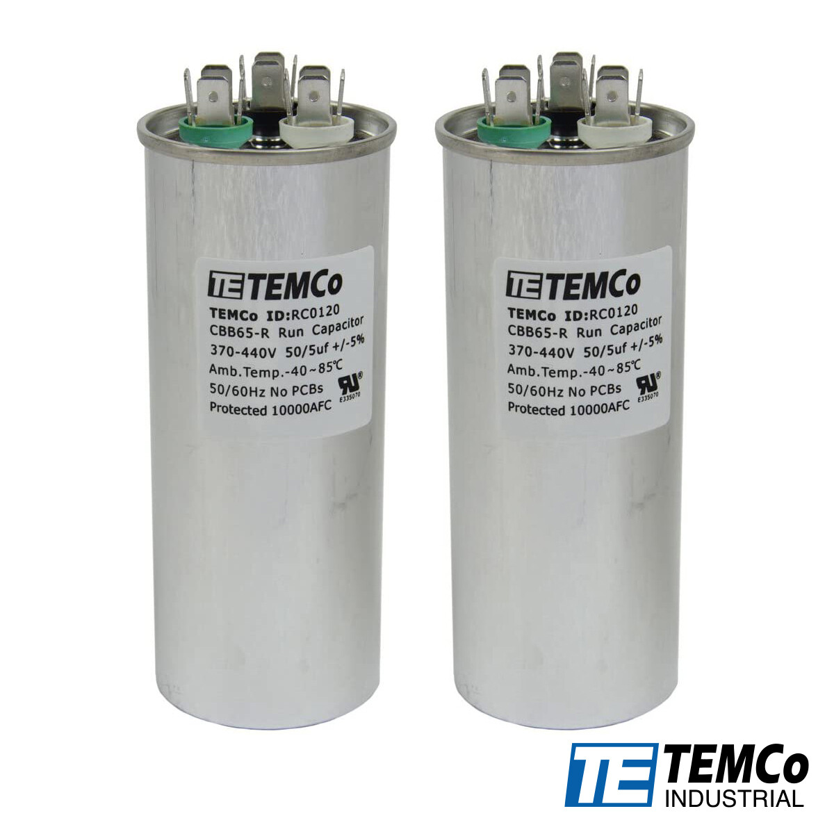 TEMCo 50+5 uf/MFD 370-440 VAC volts Round Dual Run Capacitor 50/60 Hz -Lot-2