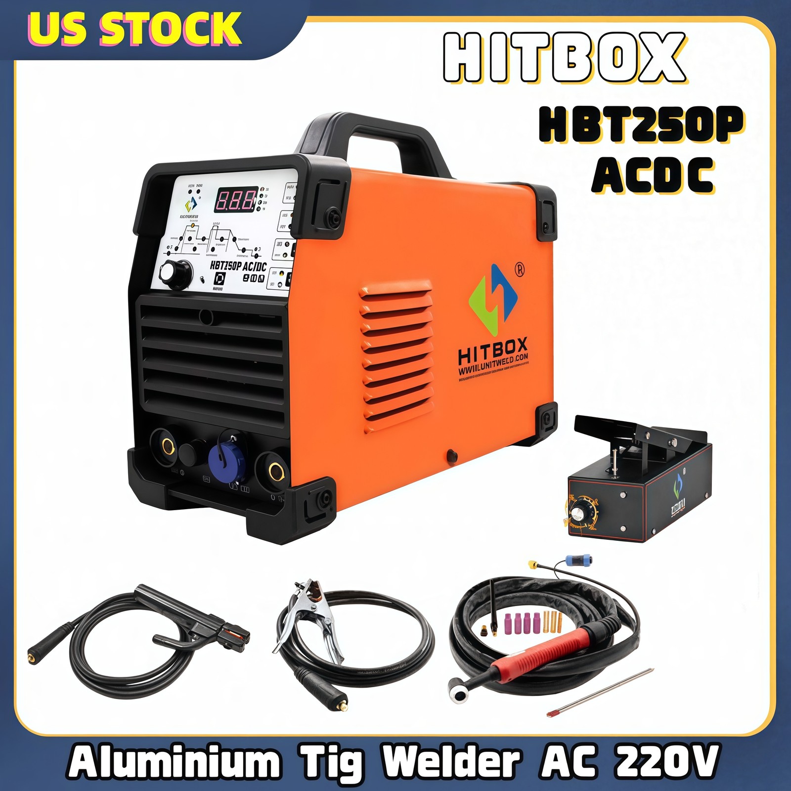 200A Aluminum Tig Welder 220V AC/DC Pulse HF MMA/Stick IGBT Tig Welding Machine