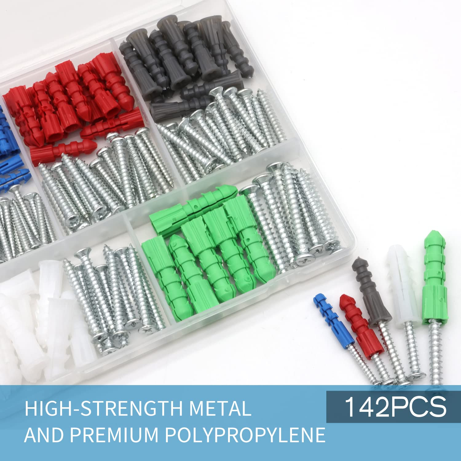 Drywall Anchors and Screws Kit 142Pcs, Wall Anchors and Screws for Drywall, Incl