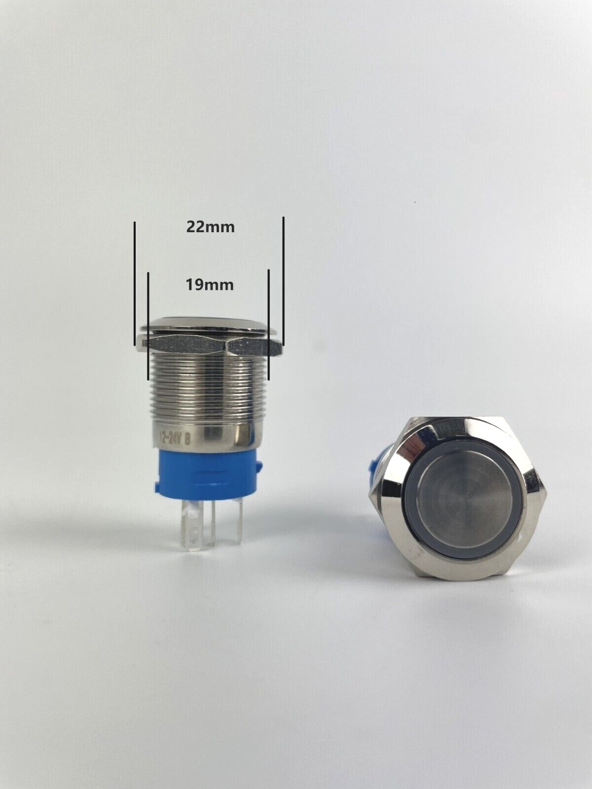 19mm 12V LED ON OFF Push Button Power Switch Latching/Momentary with Wire Socket