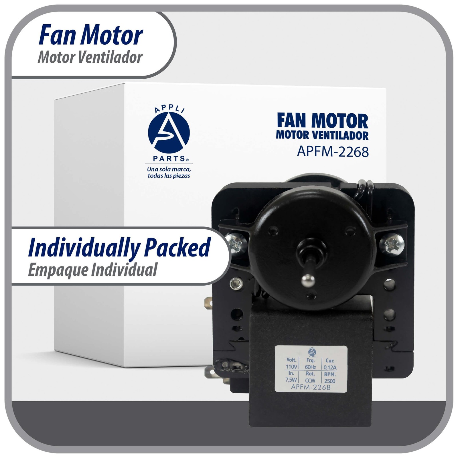 Appli Parts APFM-2268 Evaporator Fan Motor for refrigerators and freezers 110 V,
