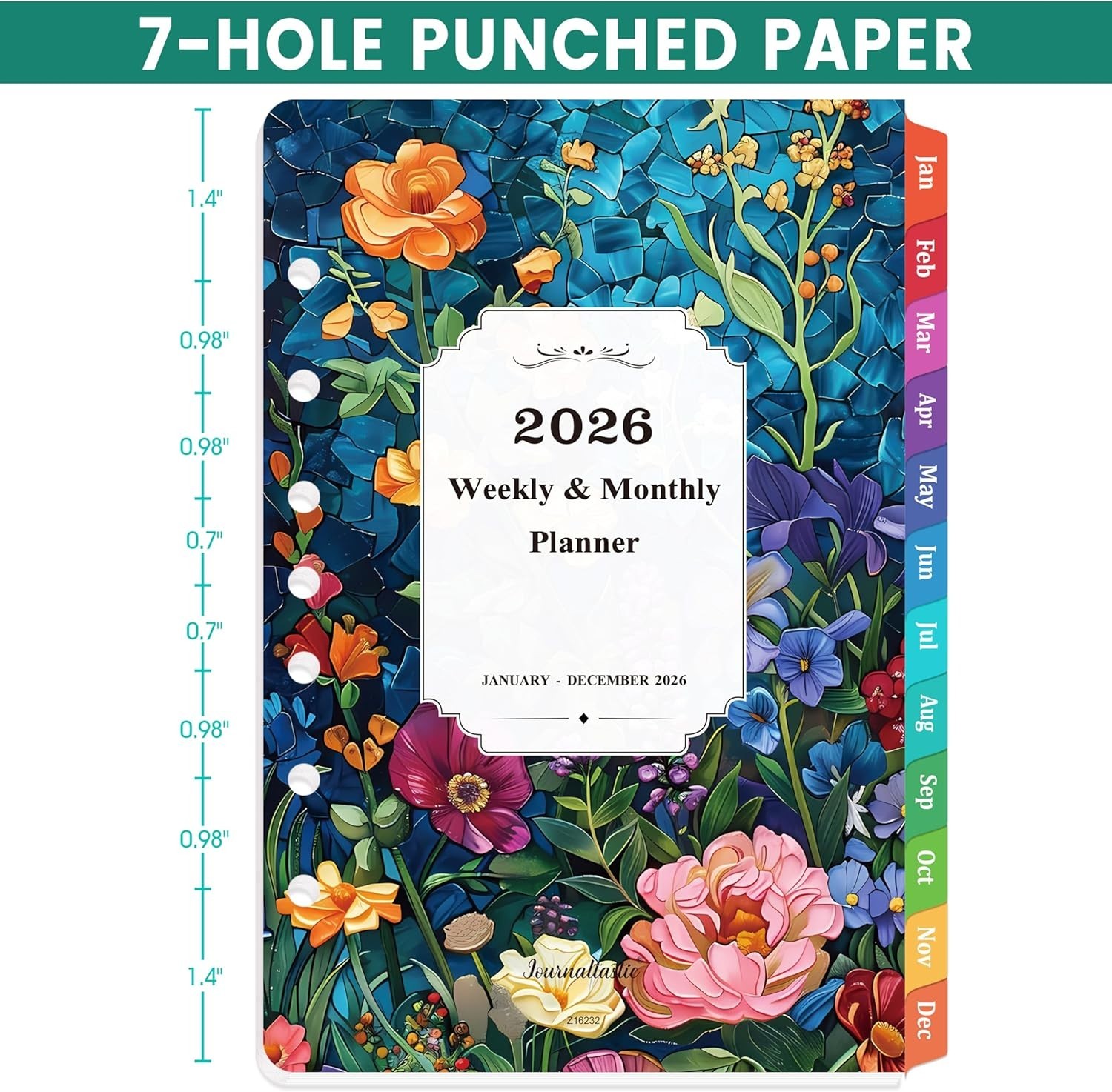 2026 Calendar Planner Inserts A5 5.5 Inch x 8.5 Inch with Flexible Removal Tabs