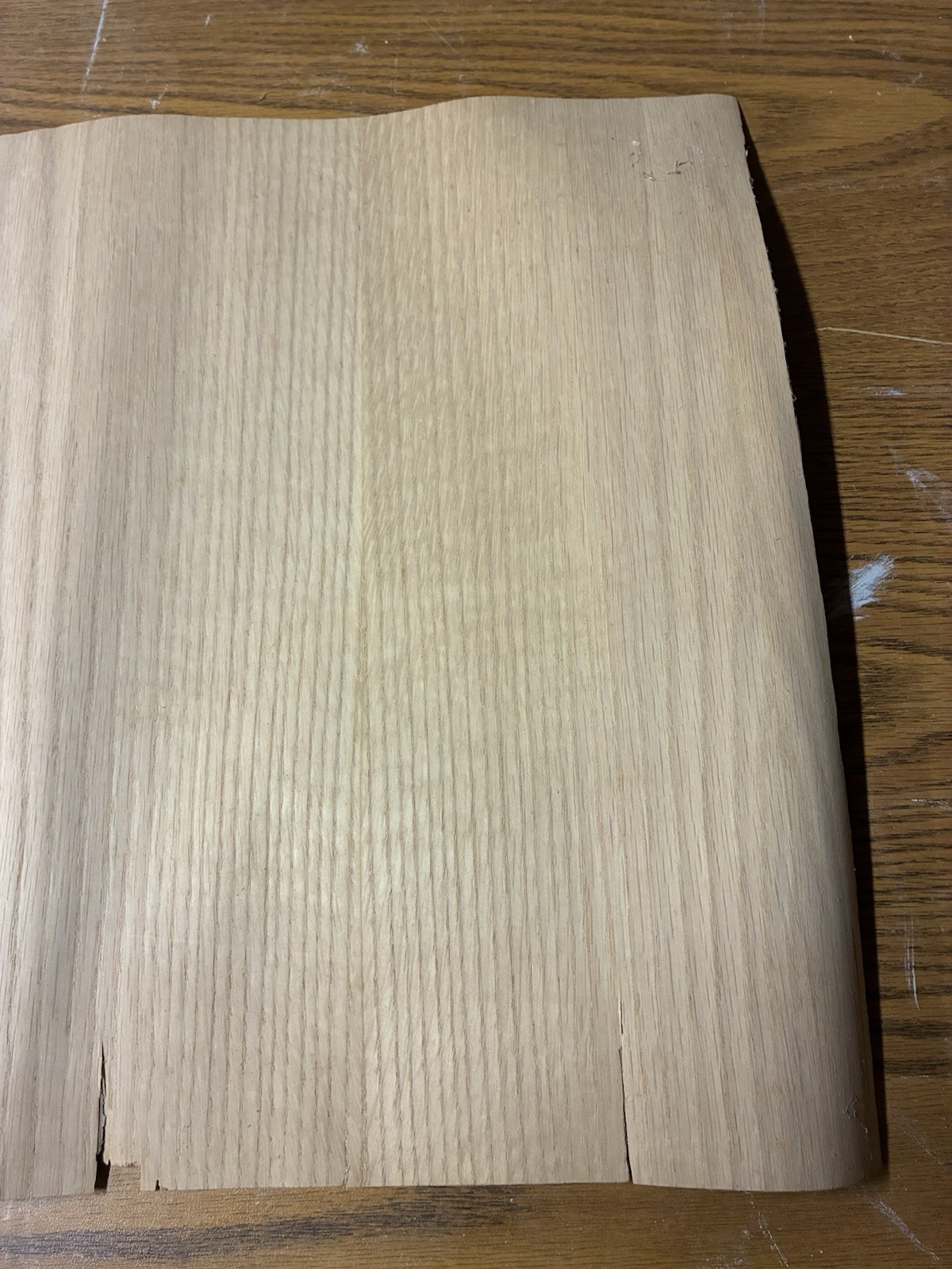 Red Oak Wood Veneer Remnant, Paper backed Sheet 16 In x 27 In 0.5 Mm (1/64)Thick