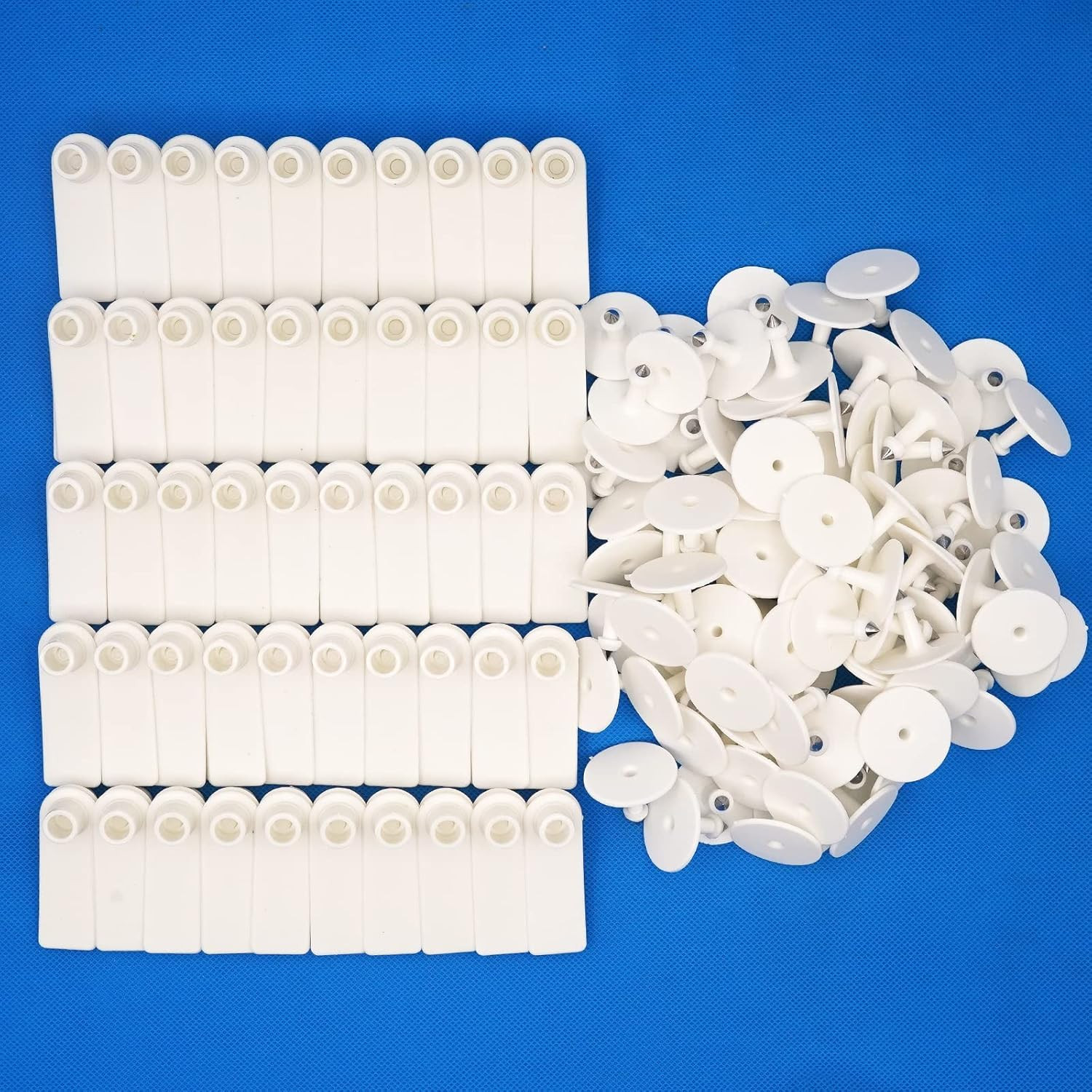 100 Blank Livestock Ear Tags for Goat, Sheep, Cattle, and Pigs (White)