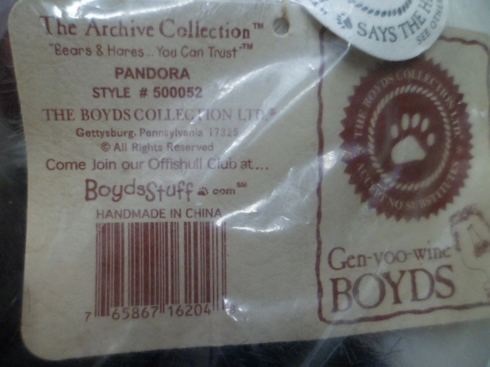 BOYDS BEARS PANDORA PANDA BEAR JOINTED 40″ TALL !! IN FACTORY SEALED BAG NEW !