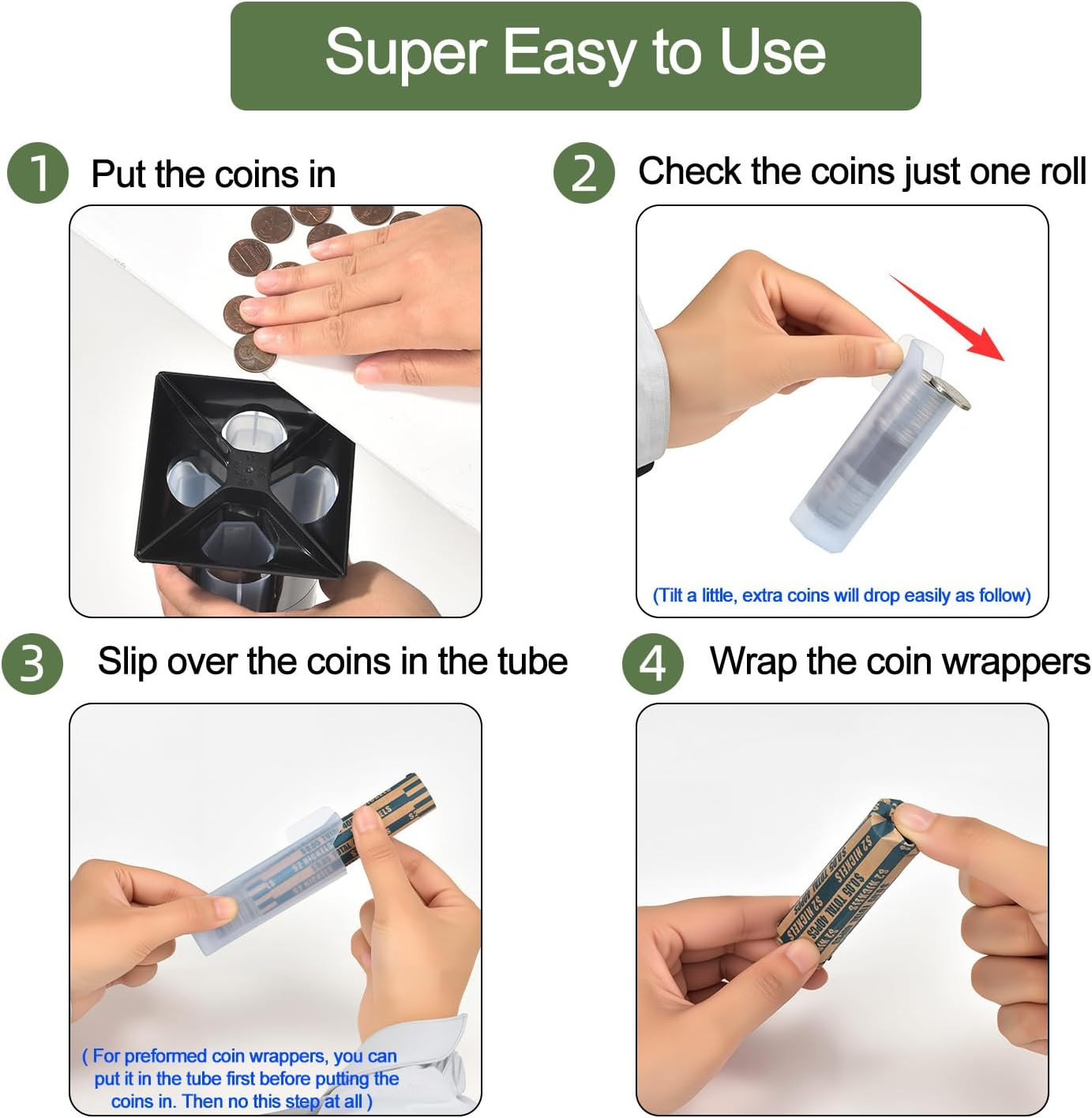 Coin Counter, Coin Sorter Tube, 4-In-1 Coin Sorter and Wrapper Machine, Chang…