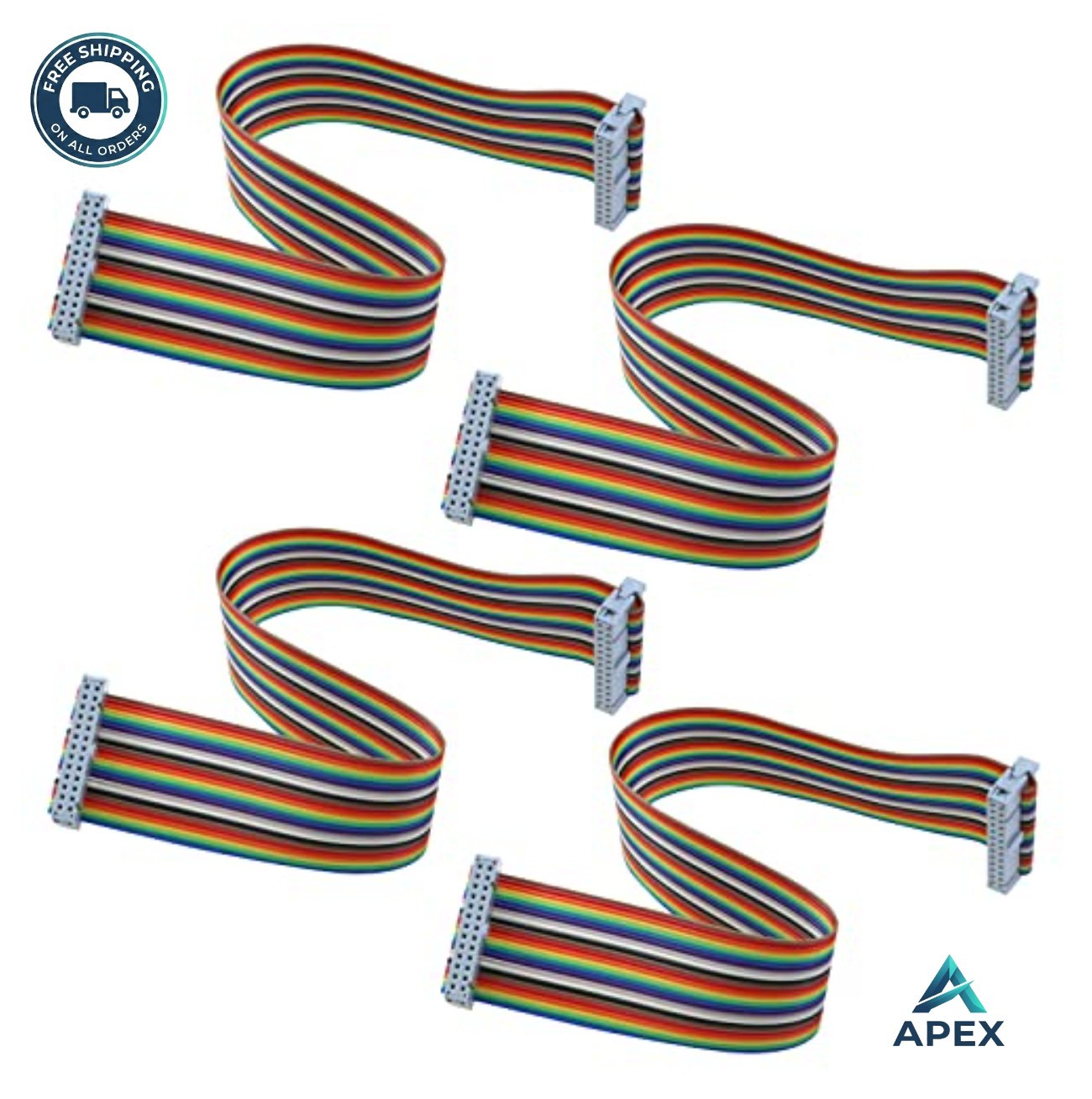 F F IDC Connector 26 Pin Rainbow Ribbon Cable 2.54mm Pitch 30cm 4pcs For ISP
