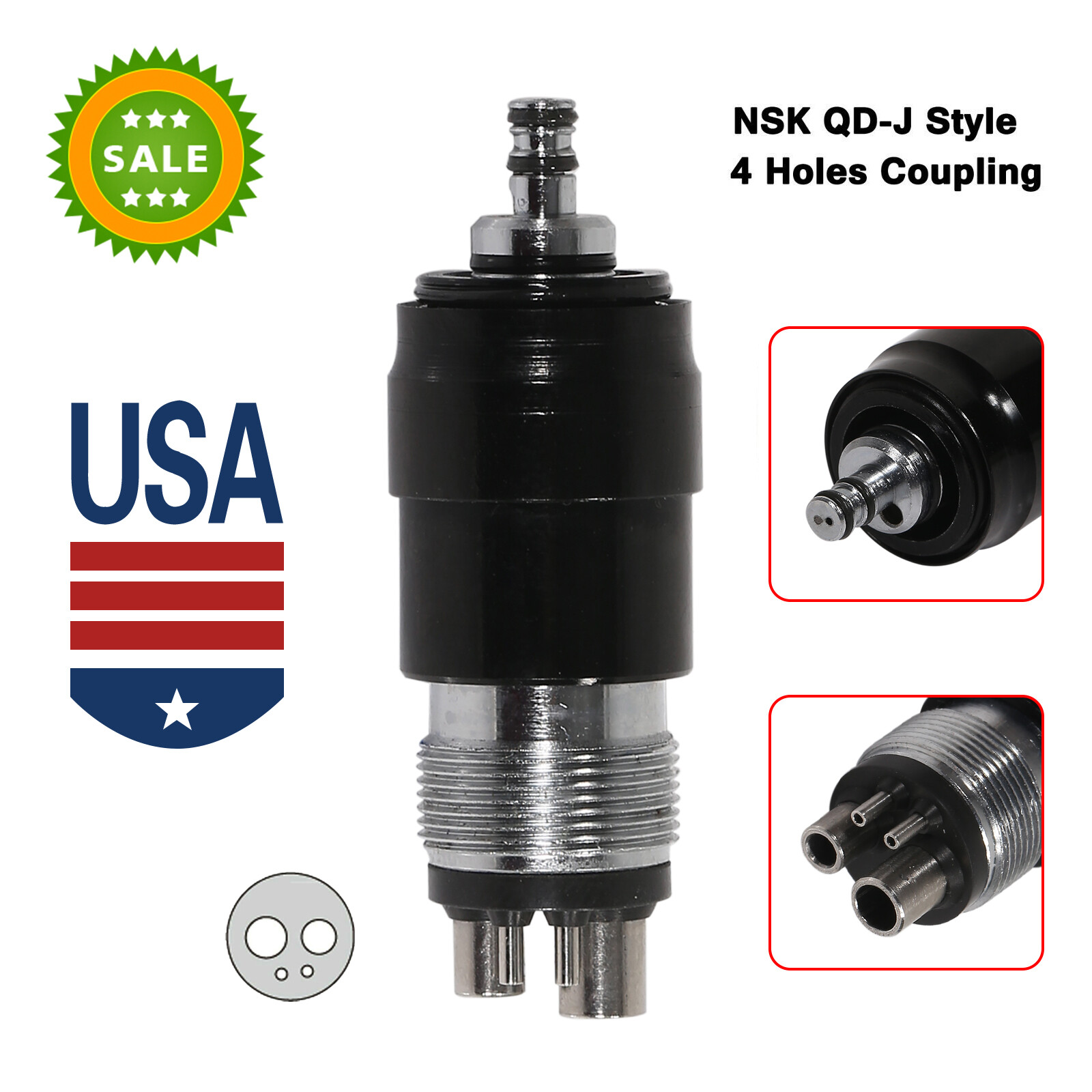 1-10*Dental High Speed Handpiece Standard Head / 4 Hole Coupler Fit NSK YBNK4 OR