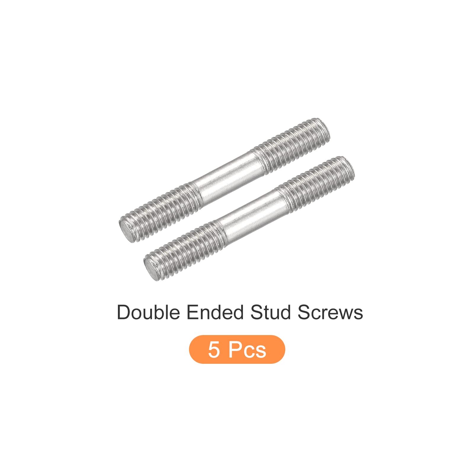 METALLIXITY Double Ended Stud Screws (M5 Thread 40mm Length) M5x40mm, Silver