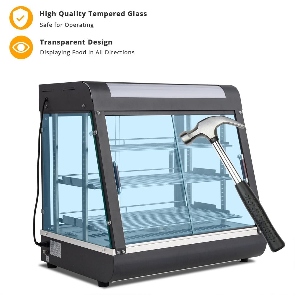 ROVSUN 26″ 3 Tiers Commercial Heat Food Pizza Warmer Display Cases 86 – 185℉ New
