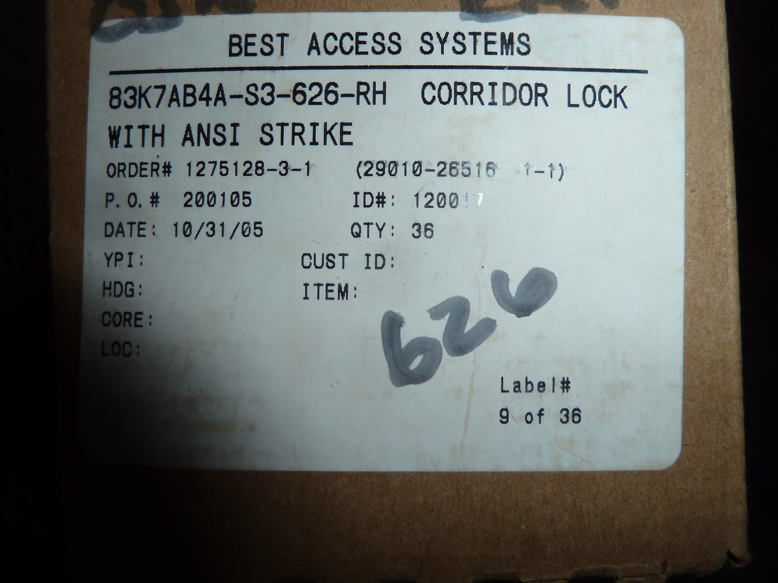 Best Access Systems 83K7AB4A-S3-626-RH Corridor Entrance Lock With Ansi Strike