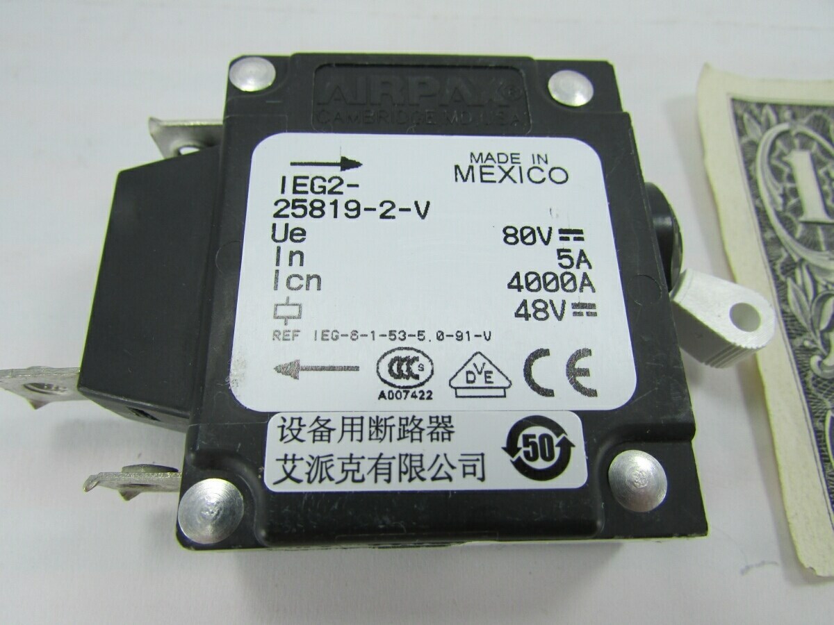 Airpax 5A 6.25A Trip Circuit Breaker Switches IEG2-25819-2-V Magnetic Hydraulic
