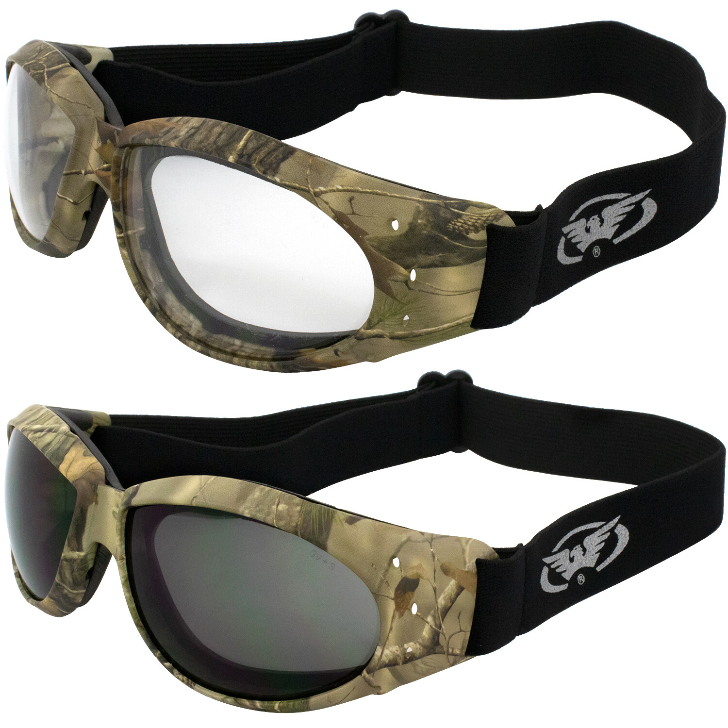 2 Pairs of Global Vision Eliminator Z 77 Goggles Camo Frame Clear & Smoke Lens