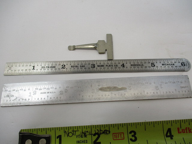 (3) 6″ Scales (1) 3″ Cut Down Ruler (3) Old Scale Sleeve Holders for Rulers VGC