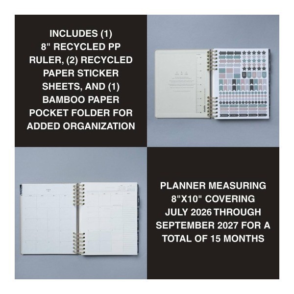 15 Month 2026-2027 8"x 10" Monthly/Weekly Planner – Warm Gray
