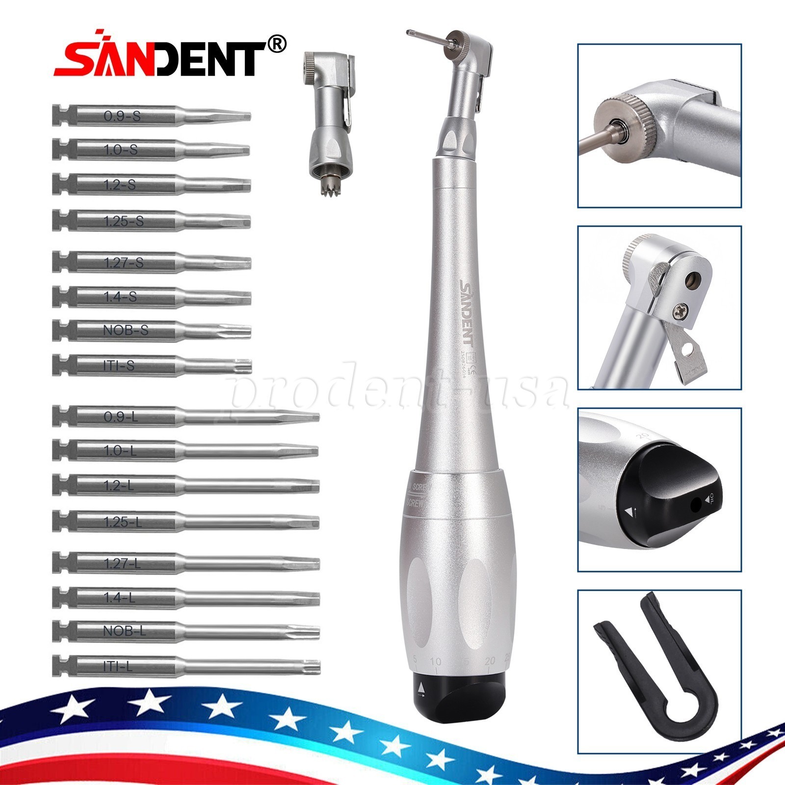 Dental Universal Implant Kit Torque Wrench Contra Angle Handpiece & 16 Drivers