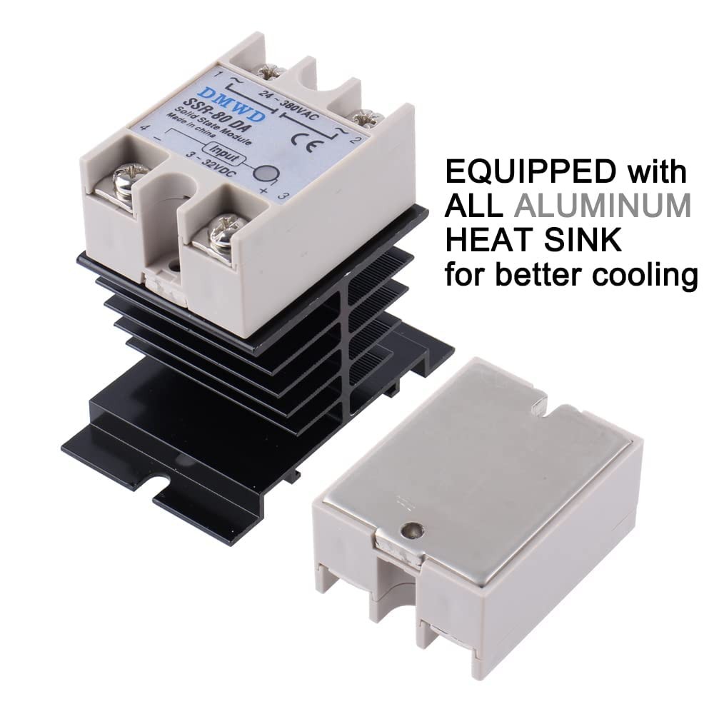 SSR 80DA Solid State Relay DC to AC 3 32V DC Input 24 380V AC Output 80A Heat