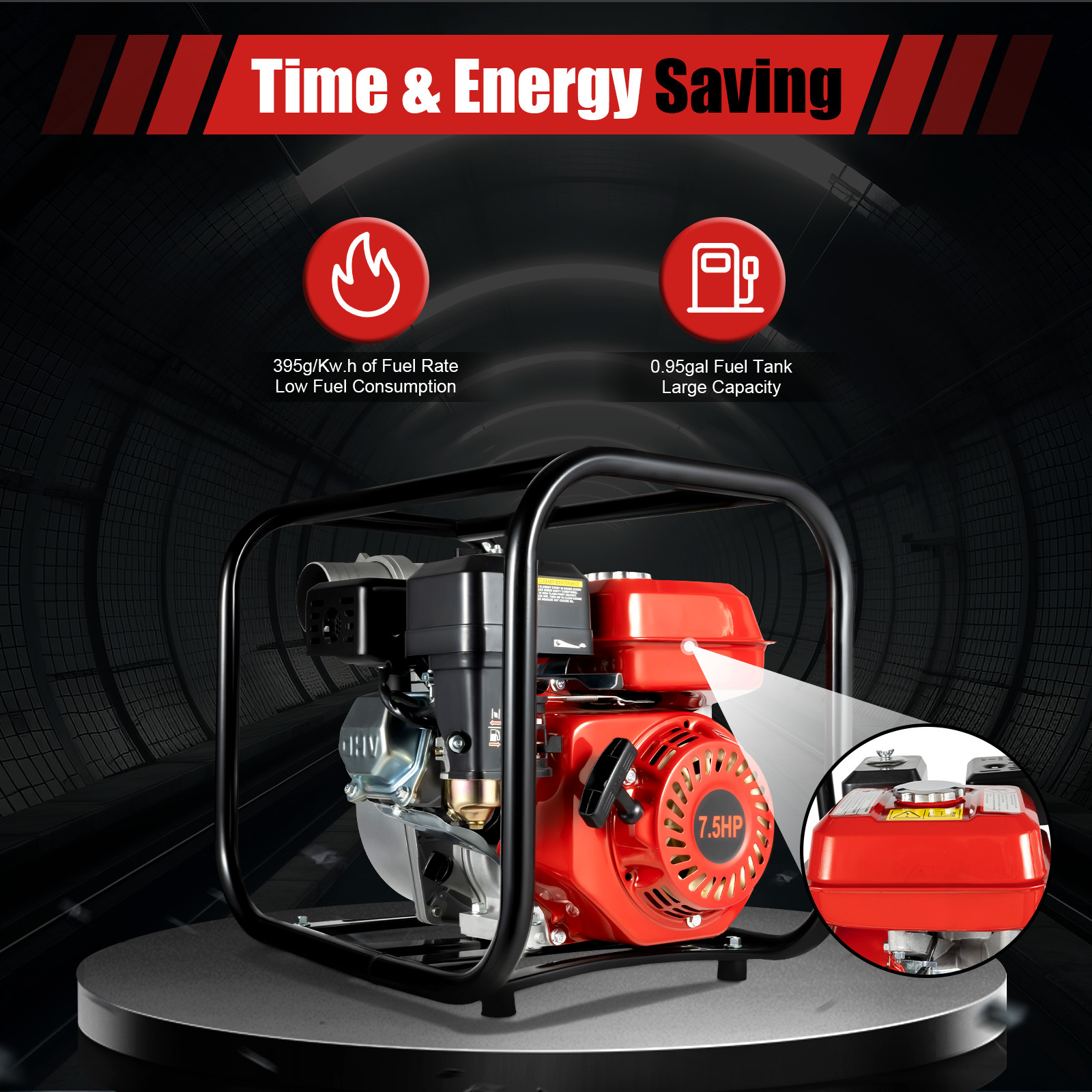 7.5HP Irrigation Water Pump Gas Powered Pump 3″ Garden Farm High Pressure Pump