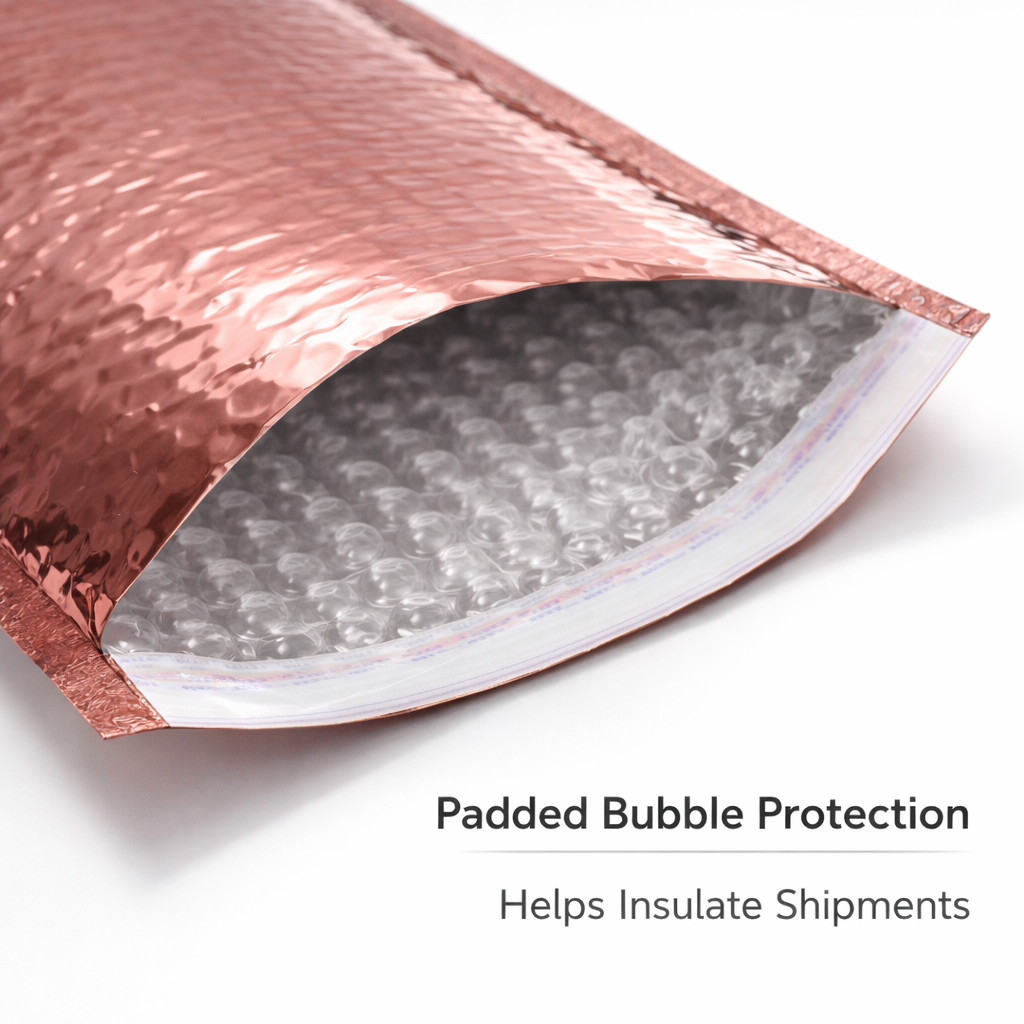 #0 6.5×9 Rose Gold Metallic Bubble Mailers Padded Foil Peel & Seal 20-500