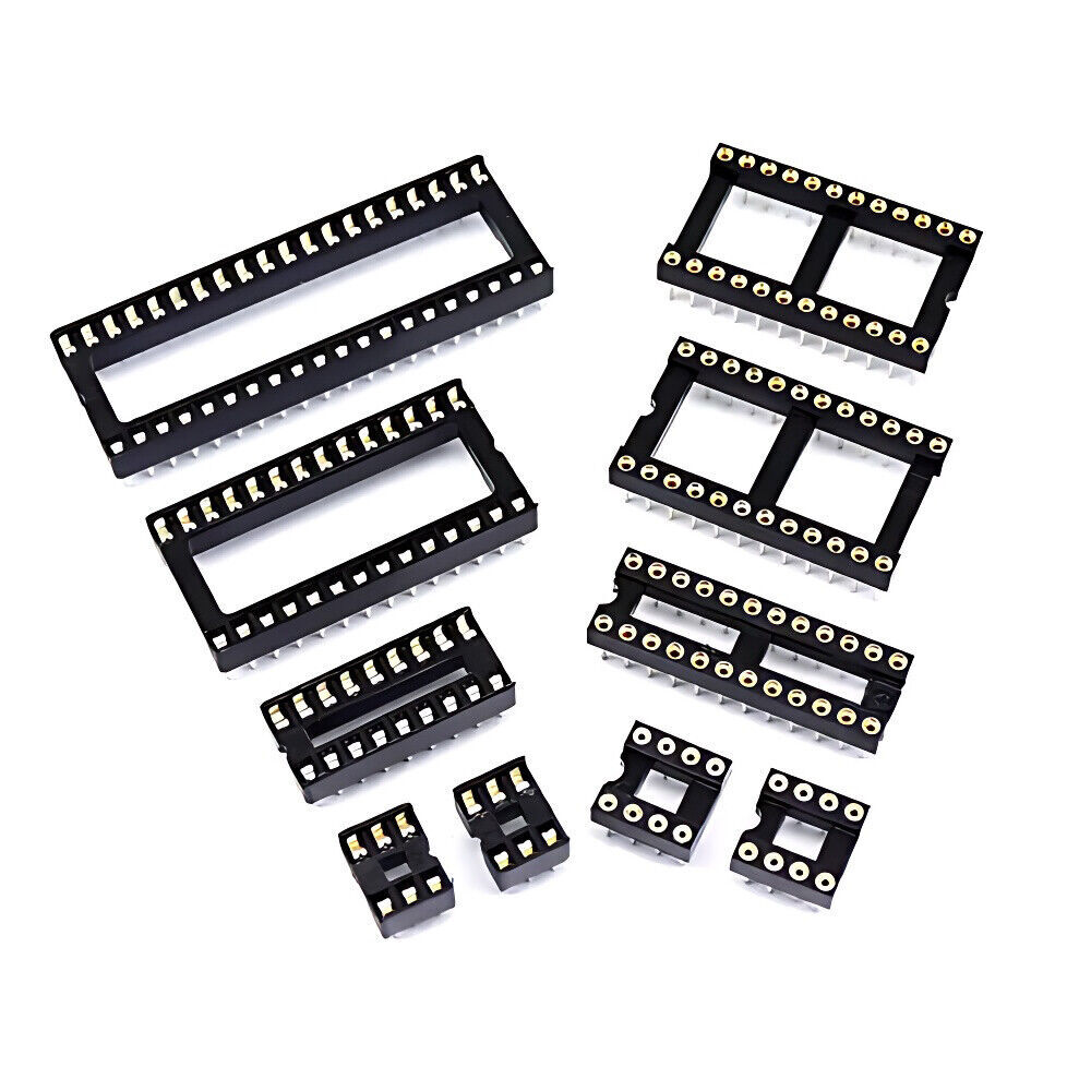 DIP/DIL IC Sockets Chip Socket Round/Flat Pin DIL 6-8-14-16-18-20-24-28-32-40Pin