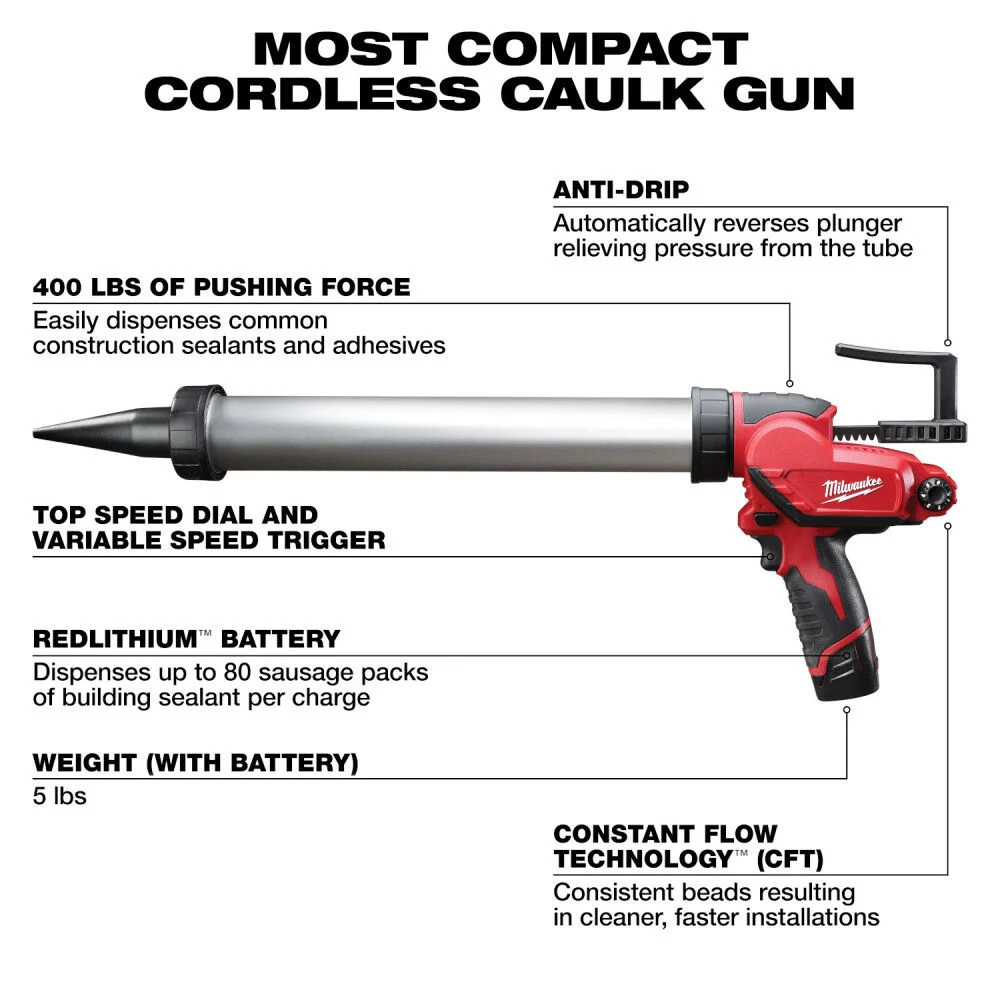 Milwaukee M12 Sausage Caulk Gun Kit