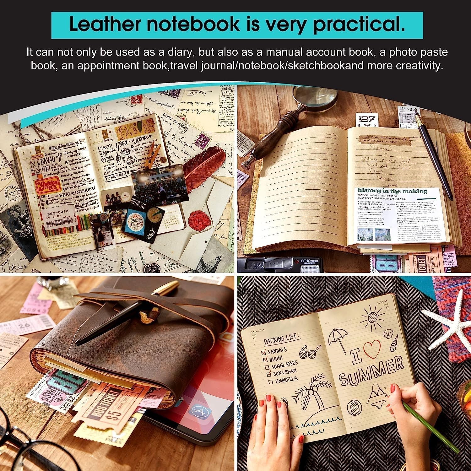 Leather Journal Notebook – Genuine Leather Journals for Writing 8×10 Inches,