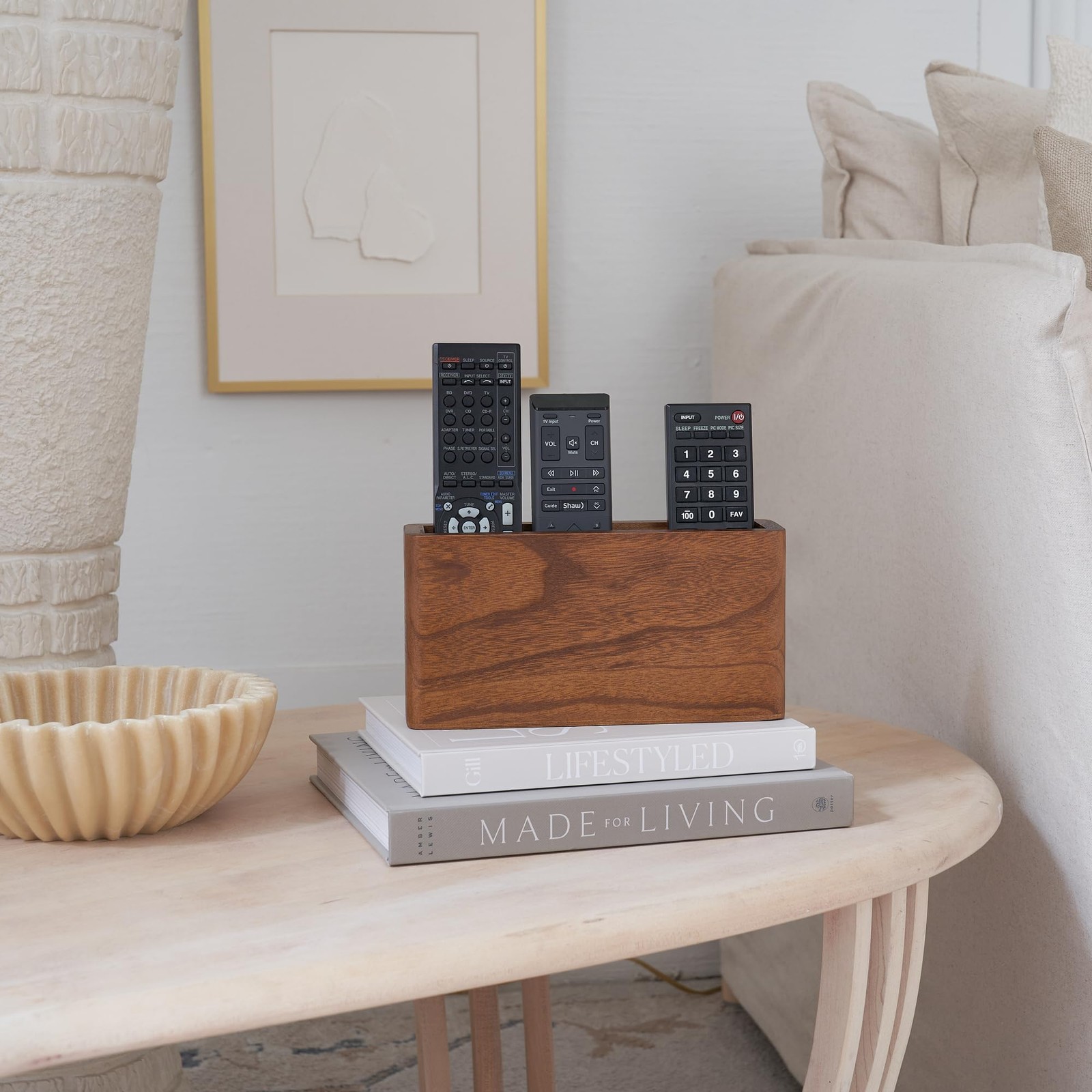Premium Wooden Remote Control Holder – Easy Install Adhesive Wall Mount Caddy…