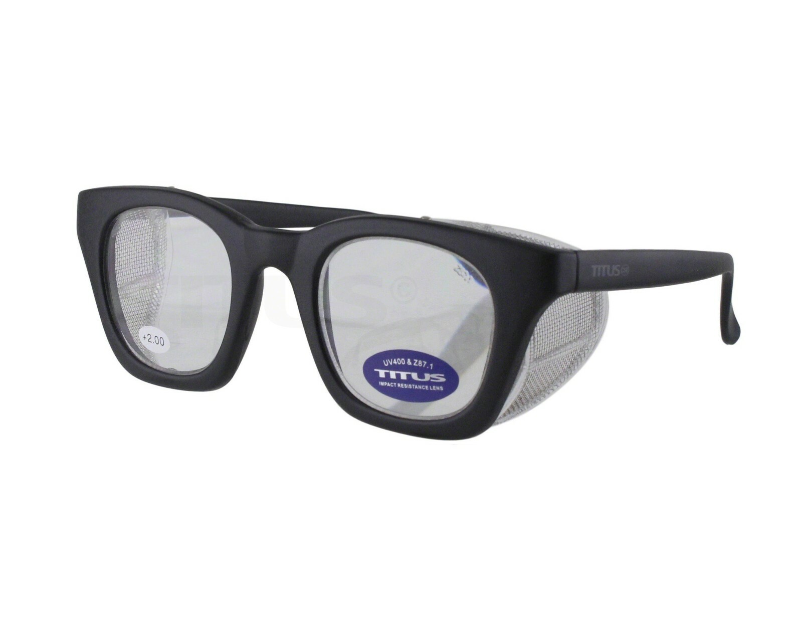 Titus Retro Safety Readers Cheaters Glasses Side Shields ANSI Z87 +1 +1.5 +2