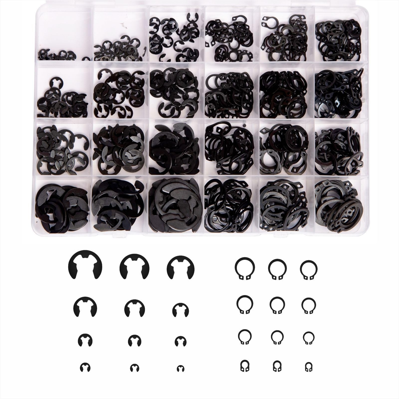 324 Pcs E-Clips Assortment Set External Retaining Rings C Clips Circlip