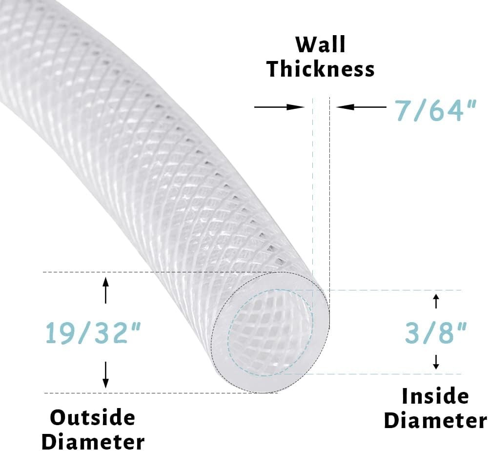 50ft Flexible High-Pressure Braided PVC Tubing – Non-Toxic and Kink-Proof