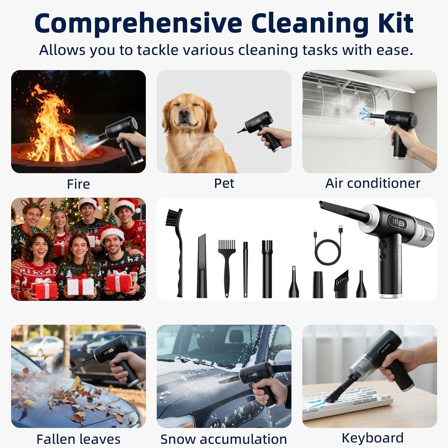 Compressed Air Duster Vacuum Cleaner-100000RPM 4-in-1 -3 Gear Adjustable (New)
